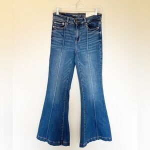 American Eagle Festival Flare Jeans Size 6 New With Tags NWT Indigo Shatter Wash